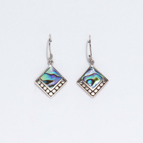 Shell & Silver Earrings - Square Dots - Abalone - SHAMTAM.COM