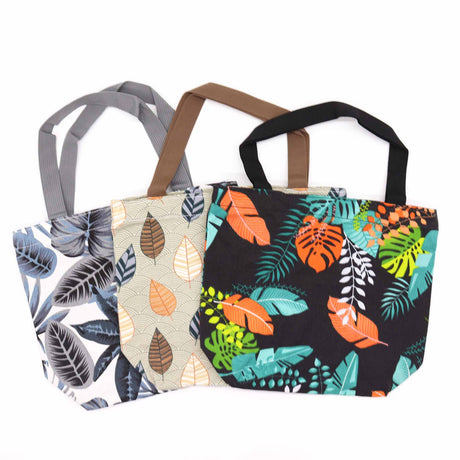 Durable Tropical Handy Quick Shop Bag with Elegant Botanical Patterns - Assorted Designs, 32x23x10cm - SHAMTAM.COM