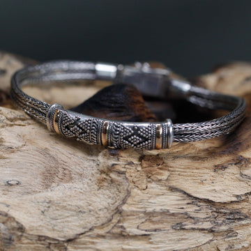 Silver- och guldband enkel kedja unisex