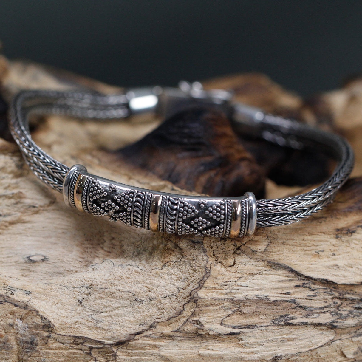 Silver & Gold Bracelet - Unisex Single Chain - SHAMTAM.COM