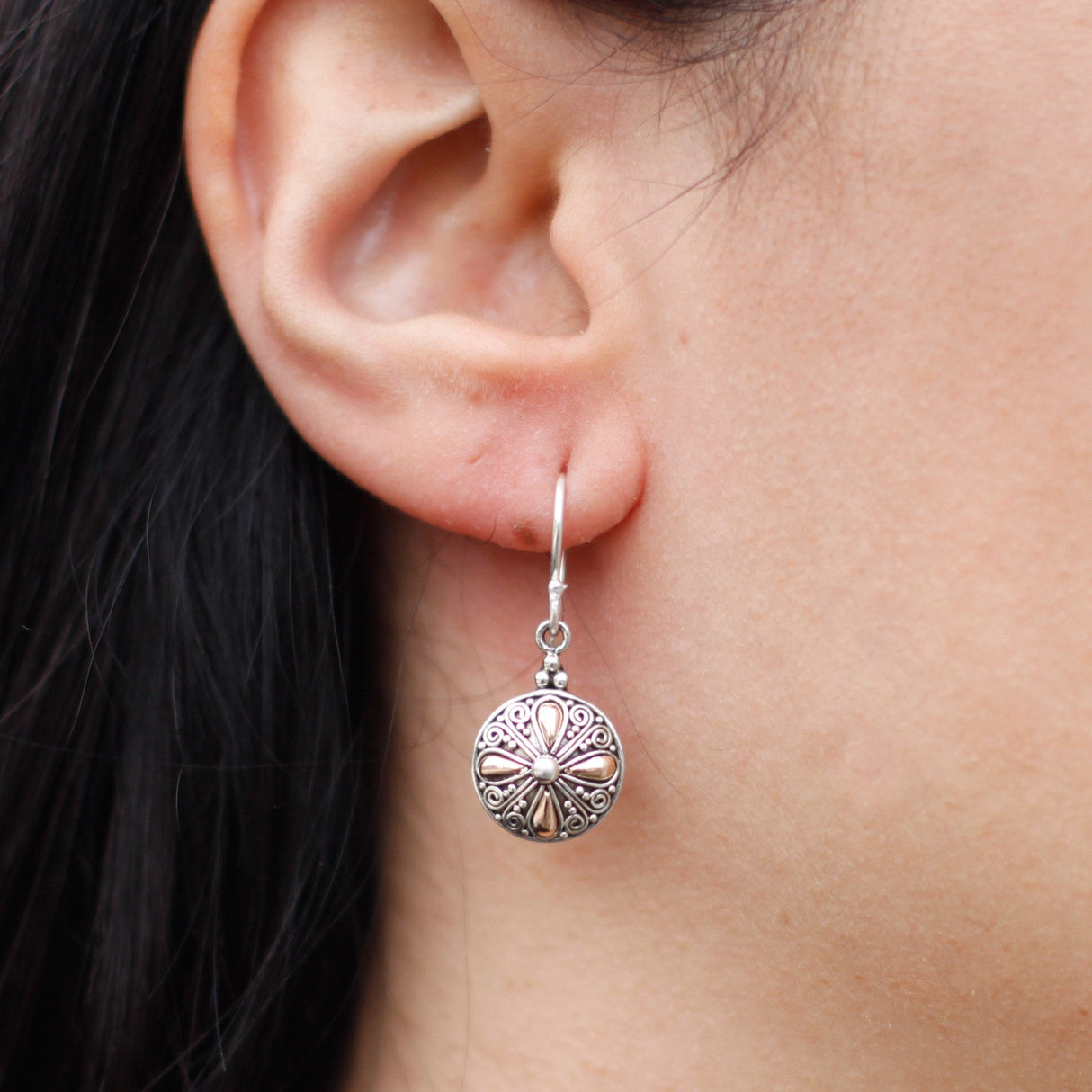 Silver & Gold Earring - Classic Round - SHAMTAM.COM