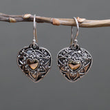 Silver & Gold Earring - Mandala Hearts - SHAMTAM.COM