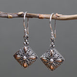 Silver & Gold Earring - Square Drop - SHAMTAM.COM