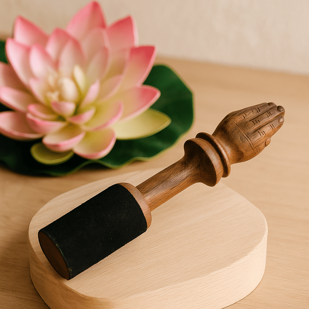 Singing Bowl Mallet, Wooden Stick 14cm Namaste Carving - SHAMTAM.COM