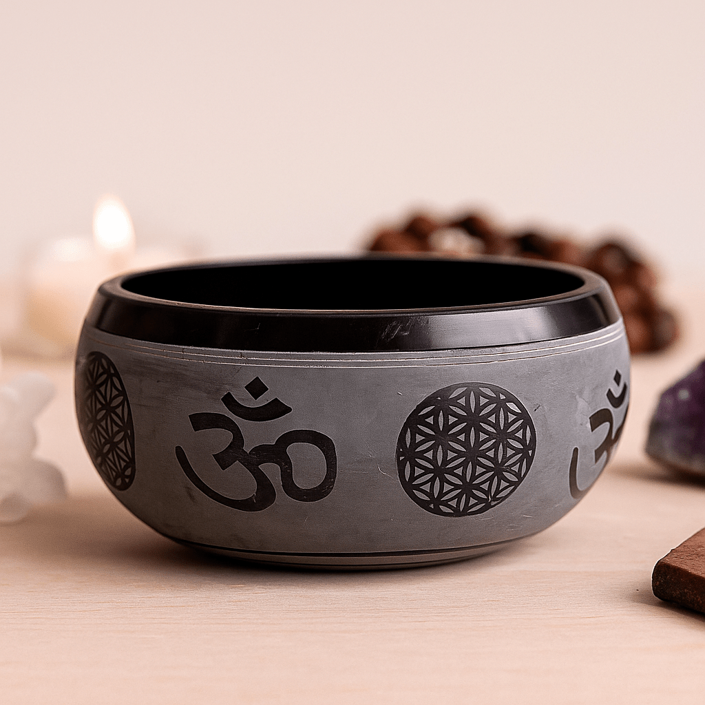 Singing Bowl Om Five Buddha Earth Powder 16cm - SHAMTAM.COM