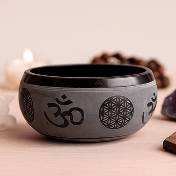 Cuenco tibetano Om Five Buddha Earth Powder 16 cm
