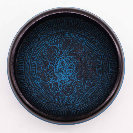 Singing Bowl - Earth Powder Blue Mantra Five Buddha - 16cm - SHAMTAM.COM