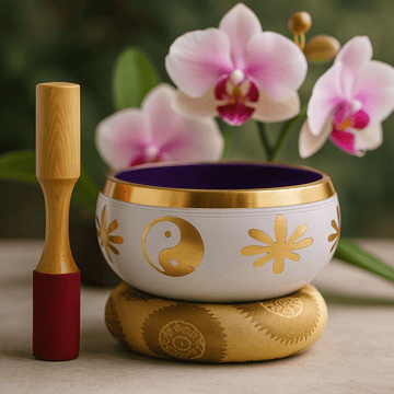 Singing Bowl Set Yin Yang White Purple 14cm