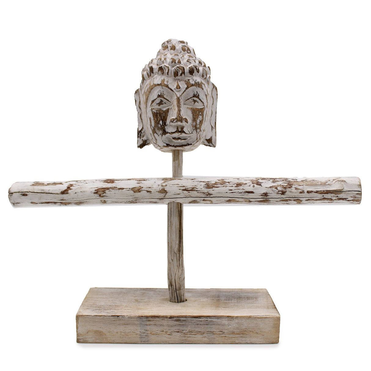 Single Branch & Buddha Stand - Whitewash - SHAMTAM.COM