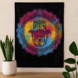 Single Cotton Bedspread And Wall Hanging - Black Hamsa - SHAMTAM.COM
