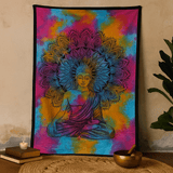 Single Cotton Bedspread And Wall Hanging - Buddha - SHAMTAM.COM