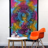 Single Cotton Bedspread + Wall Hanging - Black Hamsa - SHAMTAM.COM