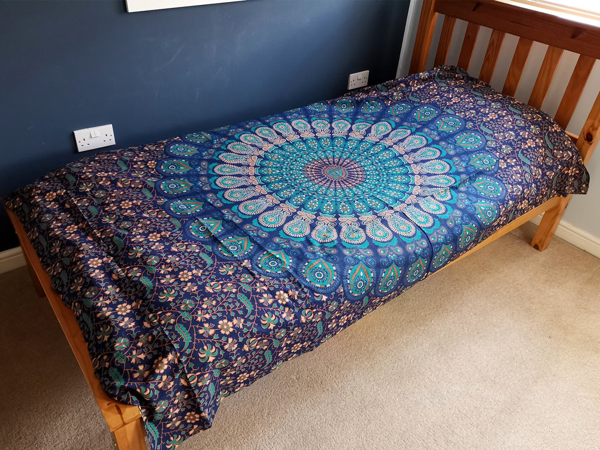 Single Cotton Bedspread + Wall Hanging - Classic Mandala - SHAMTAM.COM