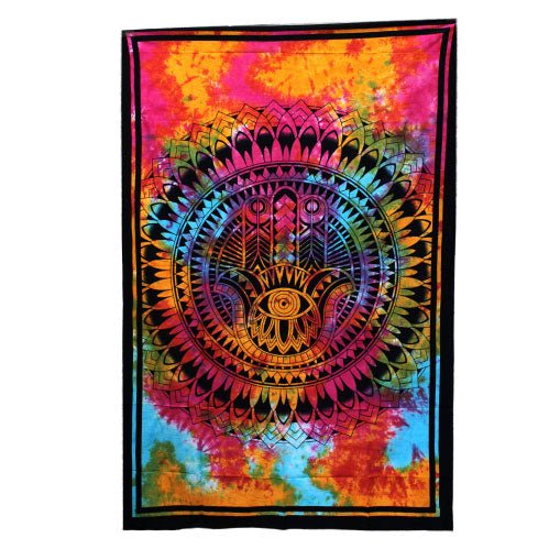 Single Cotton Bedspread + Wall Hanging - Hamsa - SHAMTAM.COM