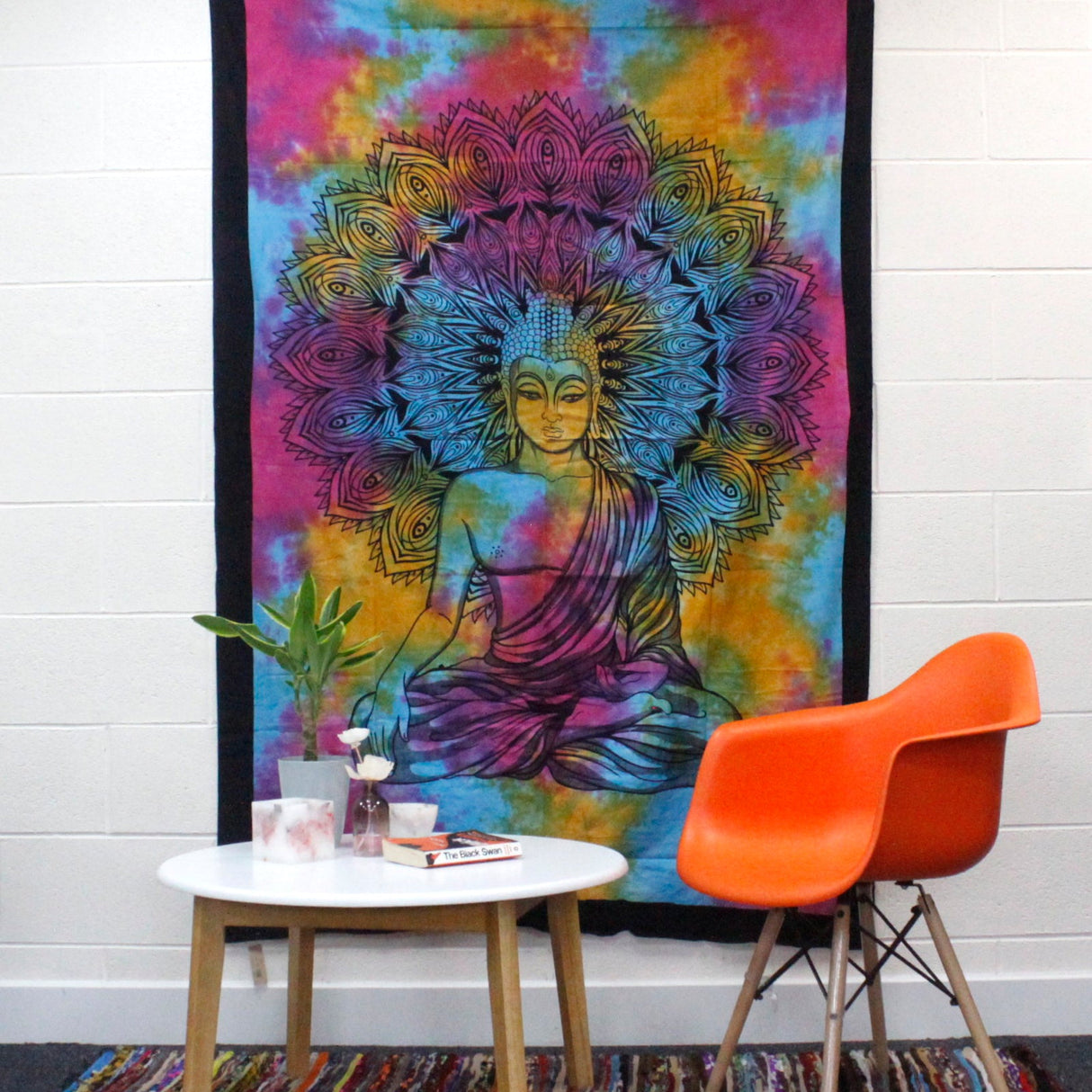 Single Cotton Bedspread + Wall Hanging - Peaceful Buddha - SHAMTAM.COM