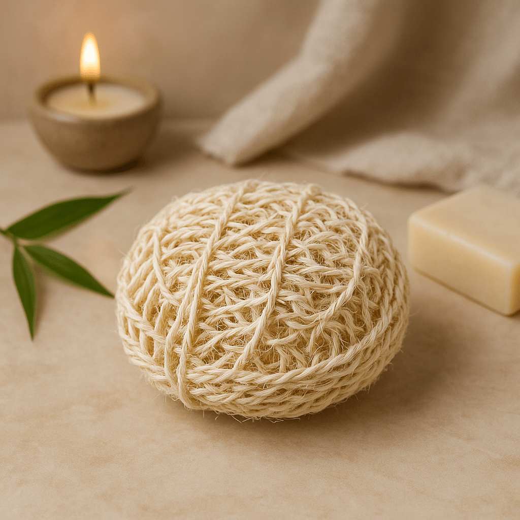 Sisal Exfoliating Bath Sponge, Round Cushion - SHAMTAM.COM