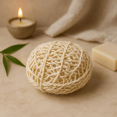Sisal Exfoliating Bath Sponge, Round Cushion - SHAMTAM.COM