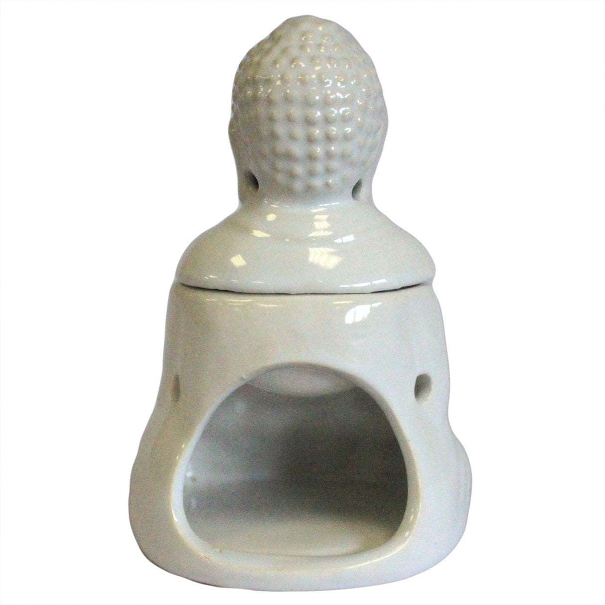 Sitting Buddha Oil Burner - White - SHAMTAM.COM