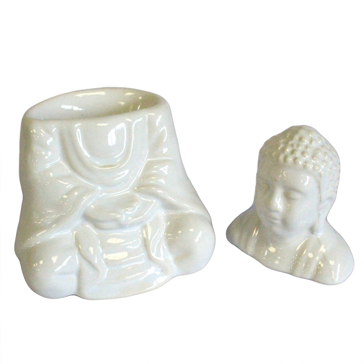 Sitting Buddha Oil Burner - White - SHAMTAM.COM