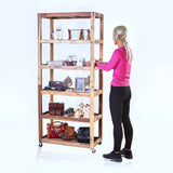 Six Shelf Display with Casters - Recycled Wood - SHAMTAM.COM