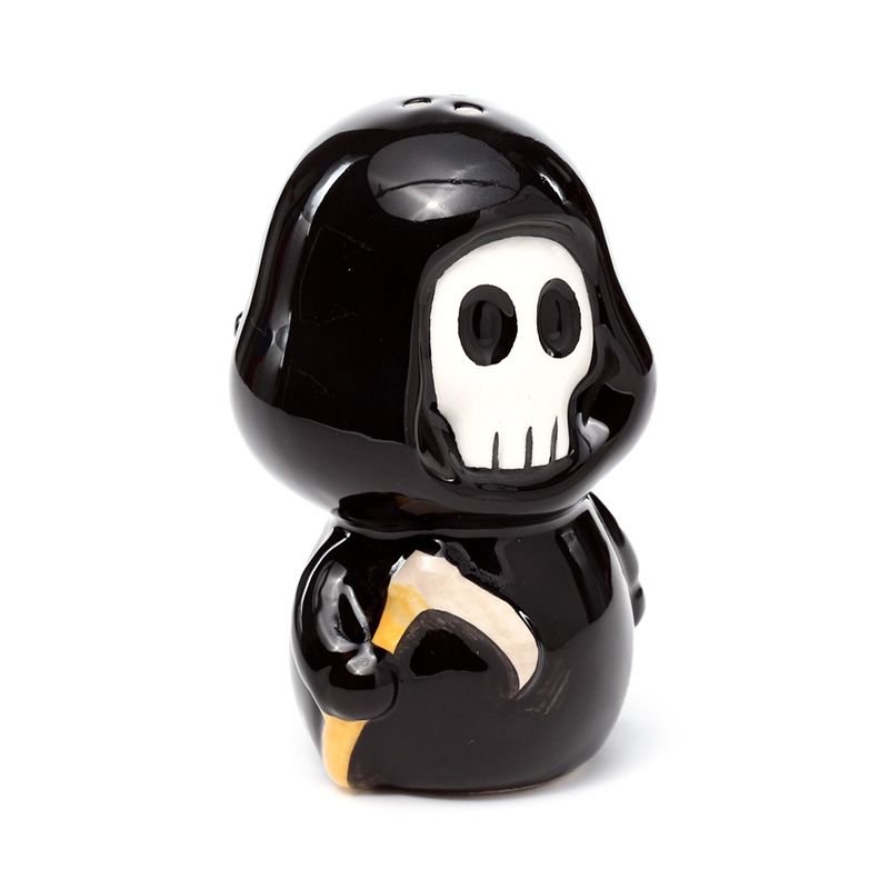 Skull Boy & Ghost Boy Halloween Ceramic Salt & Pepper Shaker Set - Cute Grim Reaper Design - SHAMTAM.COM
