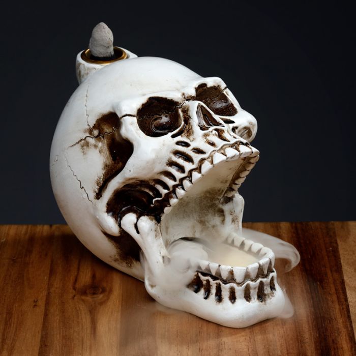 Skull with Open Mouth Backflow Incense Burner - SHAMTAM.COM