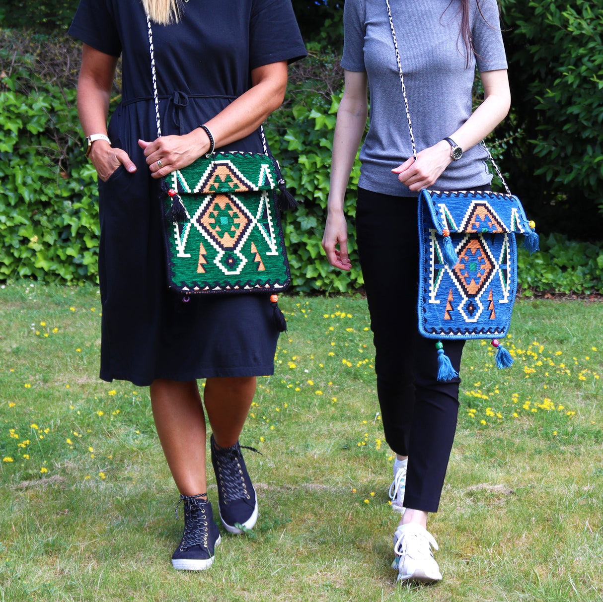 Boho Bag Messenger Sky Blue Kilim - SHAMTAM.COM