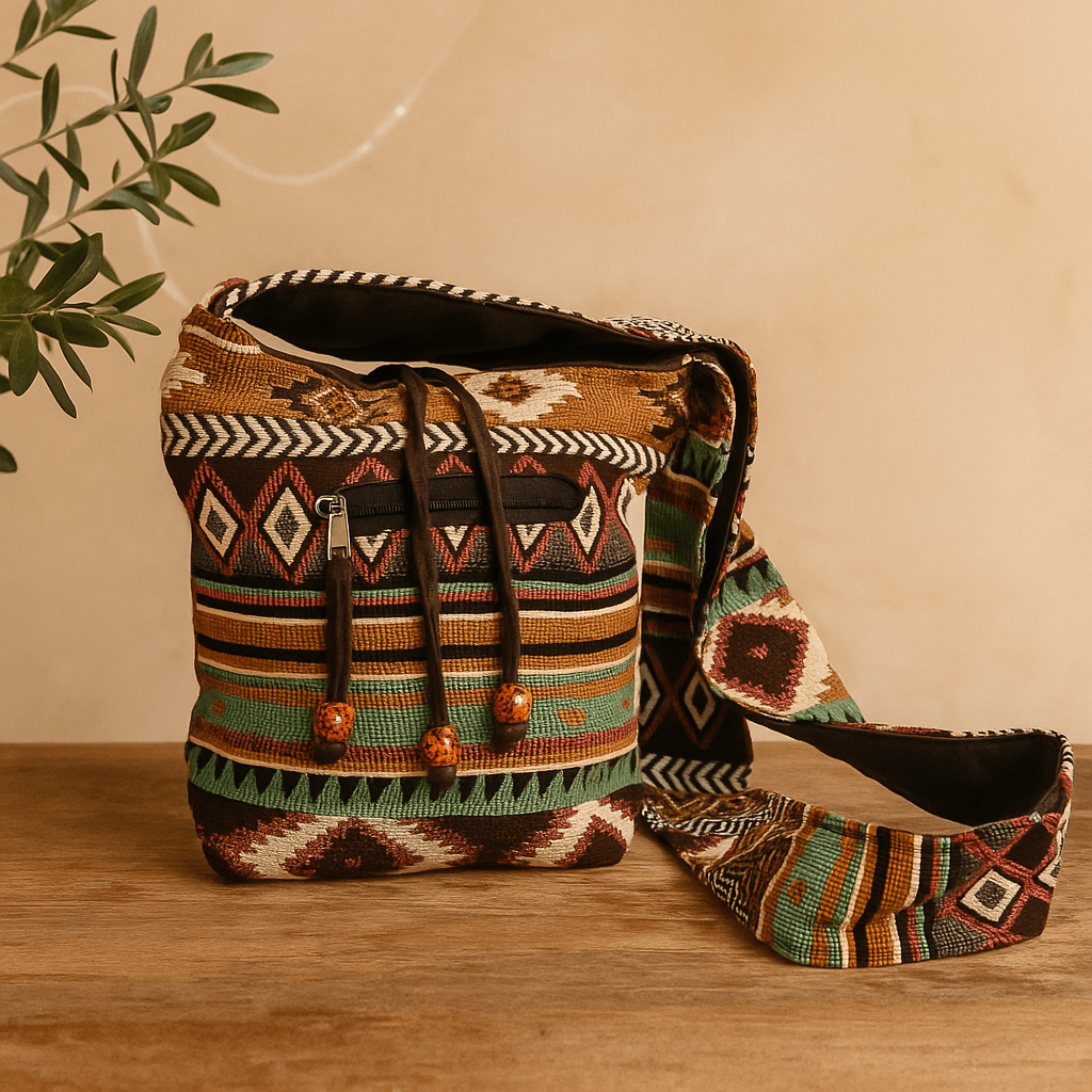 Sling Bag Chocolate Jacquard - SHAMTAM.COM