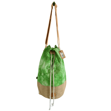 Eco - Friendly Green Stonewash Sling Bag with Tree of Life Design and Adjustable Strap - SHAMTAM.COM