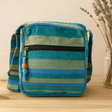 Sling Bag Large Adjustable Strap Green Blue Nepal - SHAMTAM.COM