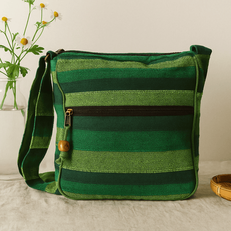 Sling Bag Nepal Forest Green Adjustable Strap - SHAMTAM.COM