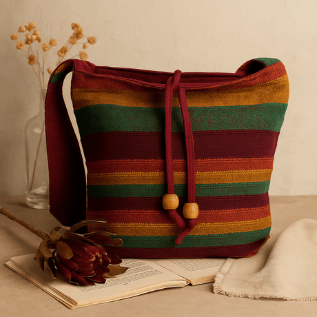 Sling Bag - Tan and Green Mountain Trek Nepal - SHAMTAM.COM