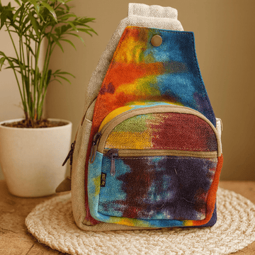 Geantă de umăr sling din cânepă tie-dye