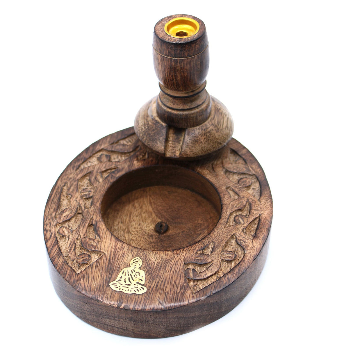 Backflow Burner - Brass Buddha - Mango Wood - SHAMTAM.COM