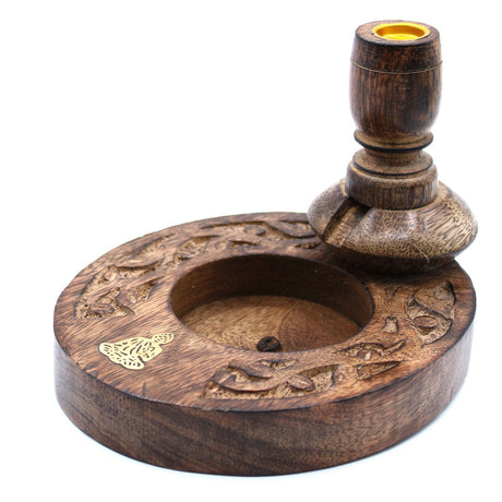 Backflow Burner - Brass Buddha - Mango Wood - SHAMTAM.COM