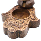 Sm Mango Wood Backflow Burner - Hamsa - SHAMTAM.COM