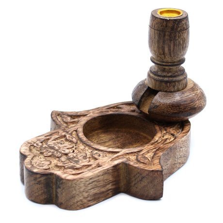 Sm Mango Wood Backflow Burner - Hamsa - SHAMTAM.COM