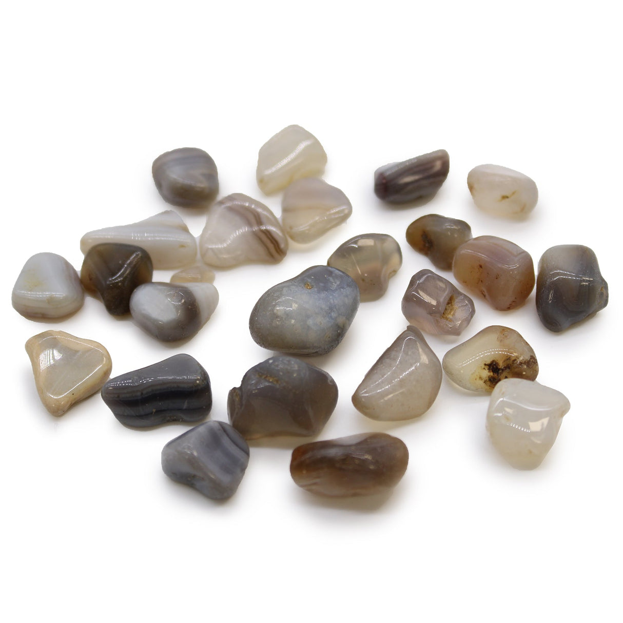 Grey Agate Tumbled Stones African Botswana - SHAMTAM.COM