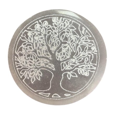 Tree of Life Charging Plate Selenite 8cm - SHAMTAM.COM