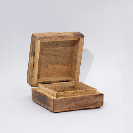 Small Enameled Square Box 10x10x4.2cm - Mushroom Design Teal - SHAMTAM.COM