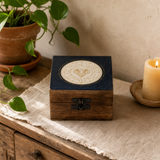 Small Enamelled Box - Aries — styled in a warm, naturally lit interior