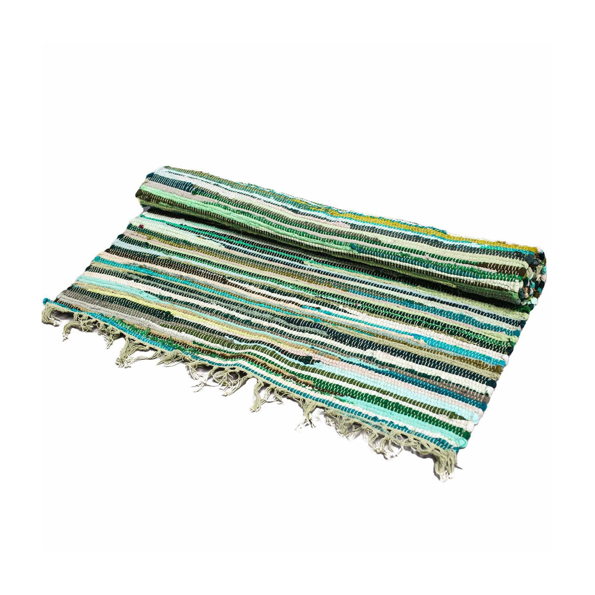 Small Rag Rug - 50x90cm - premium quality - Natural Greens - SHAMTAM.COM