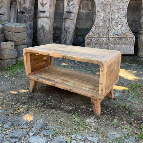 Small Rounded Coffee Table - Recycled Wood - SHAMTAM.COM