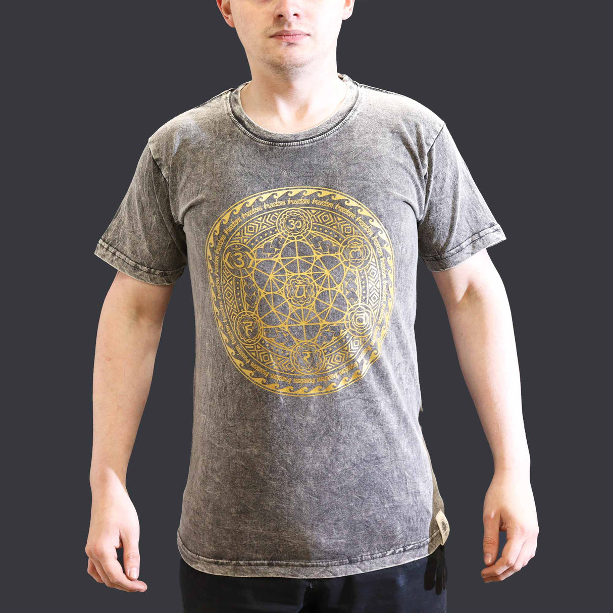Small Stone Washed T-Shirt - Chakra - Dark Grey - SHAMTAM.COM
