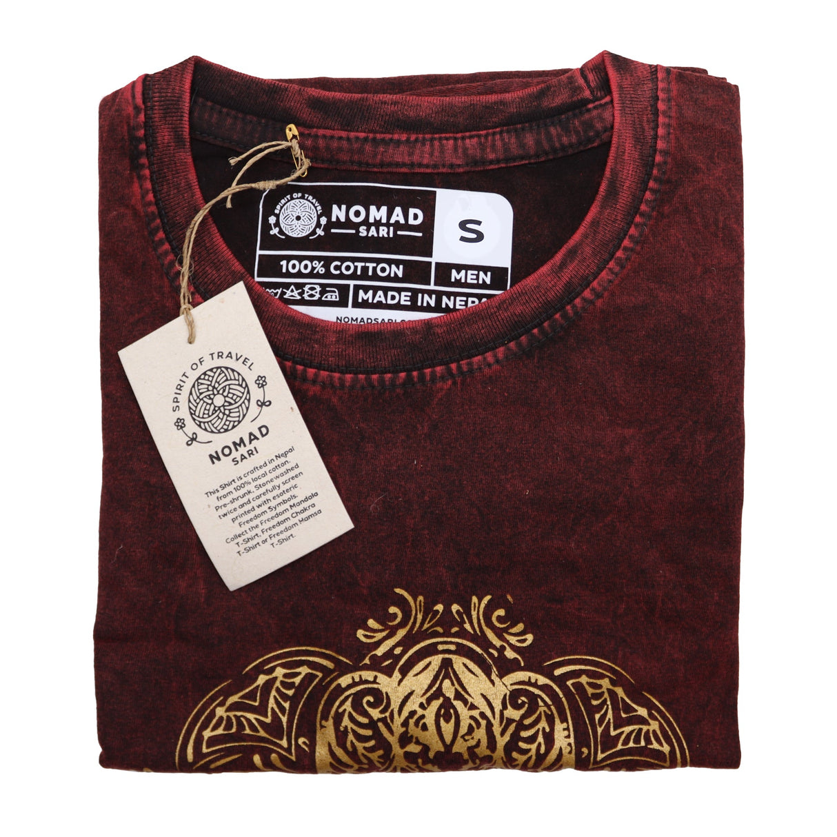 Small Stone Washed T-Shirt - Hamsa - Maroon - SHAMTAM.COM