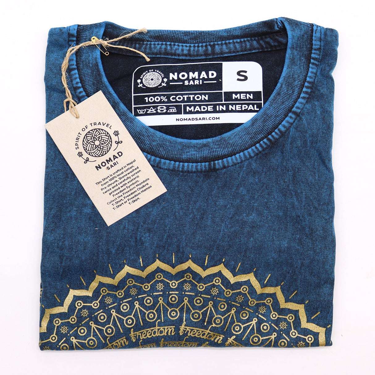 Small Stone Washed T-Shirt - Mandala - Blue - SHAMTAM.COM