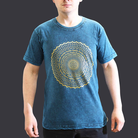 Small Stone Washed T-Shirt - Mandala - Blue - SHAMTAM.COM