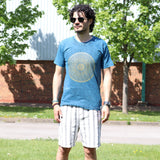 Small Stone Washed T-Shirt - Mandala - Blue - SHAMTAM.COM