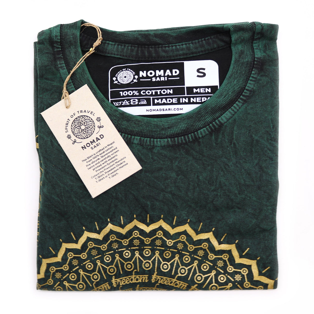 Small Stone Washed T-Shirt - Mandala - Green - SHAMTAM.COM