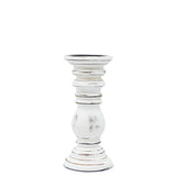 Small Whitewashed Mango Wood Candle Holder - Vintage Distressed Finish, 23x10cm - SHAMTAM.COM